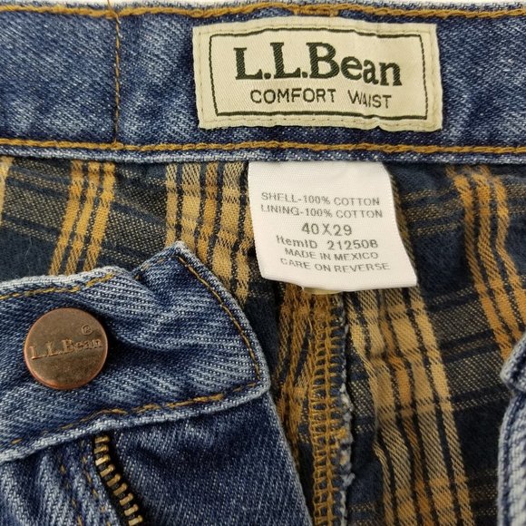 L.L. Bean Flannel Lined Comfort Waist Mens Jeans Size 40 X 29 100% Cotton - Picture 8 of 8